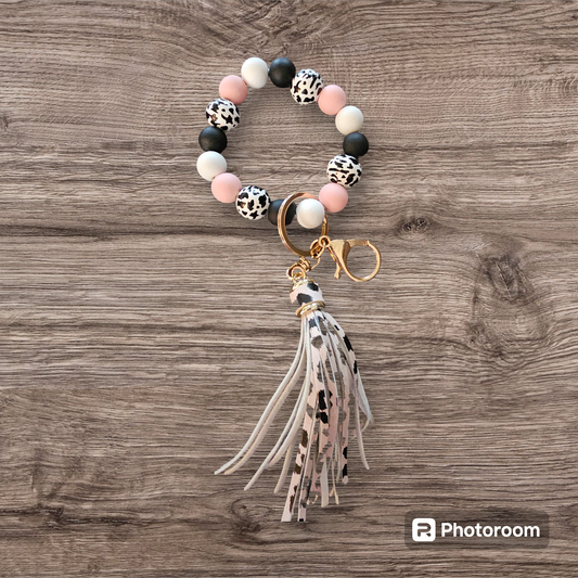 Black Peach Tassel Wristlet